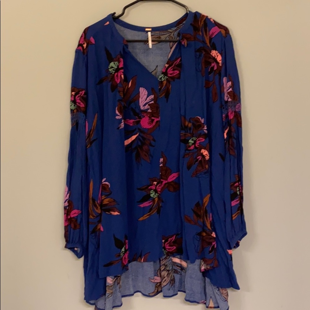 Free People Tunic- blue floral print